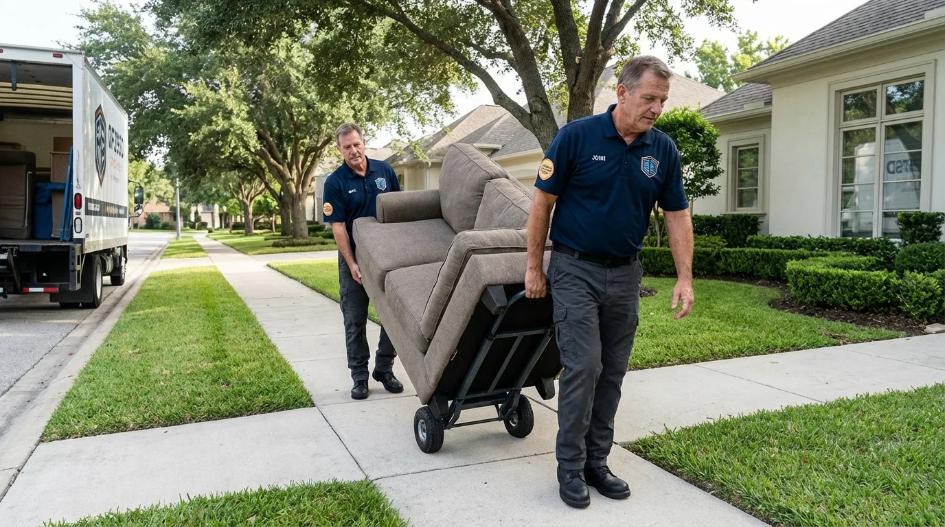Local residential moving crew loading furniture in Saint Charles, MN